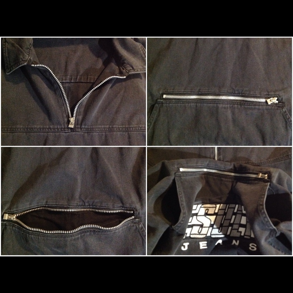 Men's Size Xl Results Jeans 1/4 Zip Denim Pullover View 5